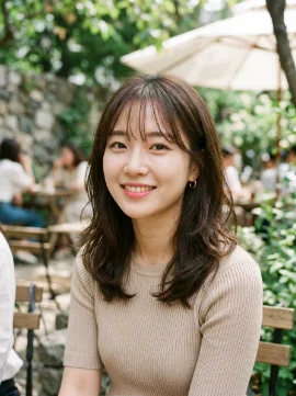Airy Medium Cut with Korean-Style Bangs