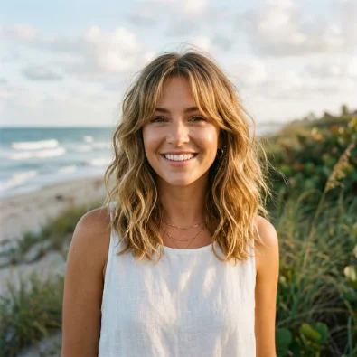 Beachy Lob with Curtain Bangs