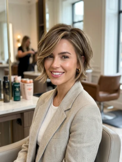 Bixie Cut With Side-Swept Layers