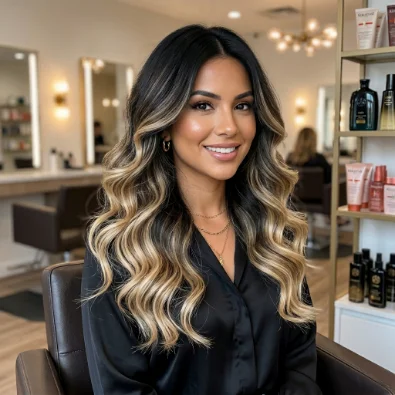 Blonde Balayage on Black Hair