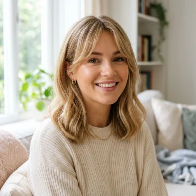 Blonde Lob with Curtain Bangs