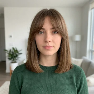 Blunt Lob with Curtain Bangs