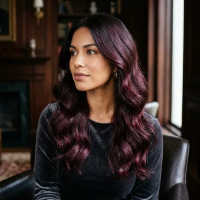 Burgundy Brown Hair on Dark Base