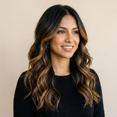 Caramel Balayage on Black Hair