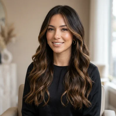 Caramel Balayage on Dark Brown Hair