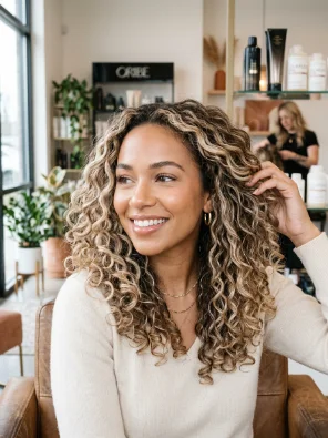 Champagne Blonde Highlights for Bright Curls