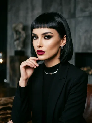 Chin-Length Bob with Micro Bangs
