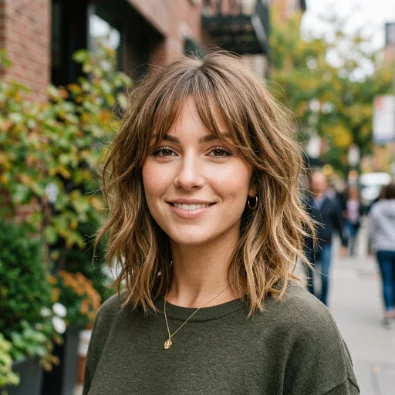Choppy Lob with Curtain Bangs