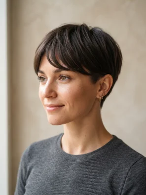 Classic Pixie Cut With Soft Side Bangs