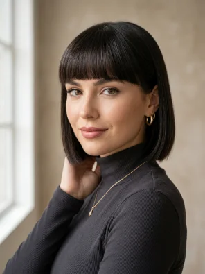 Classic Short Bob with Blunt Bangs