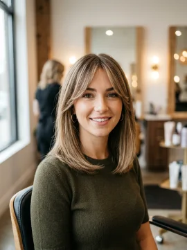 Collarbone Cut with Soft Split Bangs