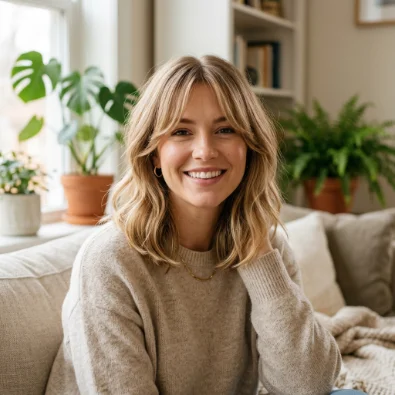 Collarbone Lob with Curtain Bangs