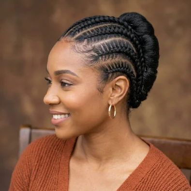 Cornrow French Roll Updo