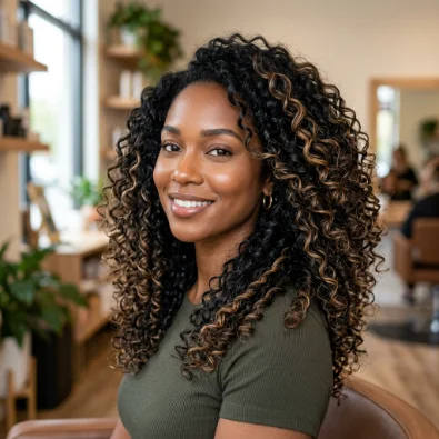 Curly Black Hair Balayage