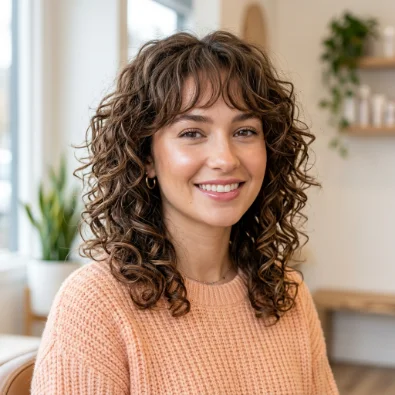 Curly Butterfly Hair With Wispy Bang