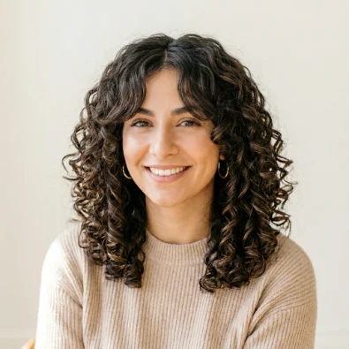 Curly Lob with Curtain Bangs