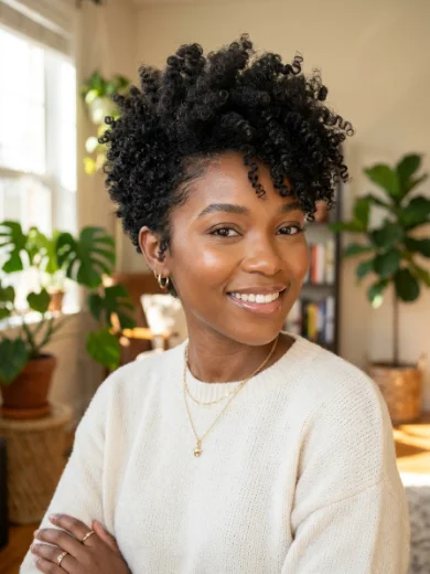 Curly Long Pixie With Crown Volume