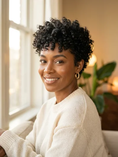 Curly Pixie With Volume on Top