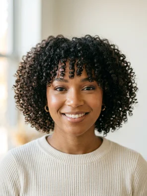 Curly Short Cut with Curly Bangs