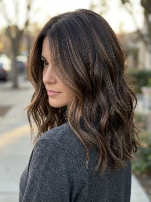 Dark Brunette with Subtle Lowlights and Highlights