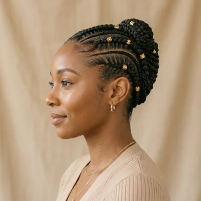 French Roll with Feed-In Braids