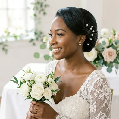 French Roll with Pearl Pins