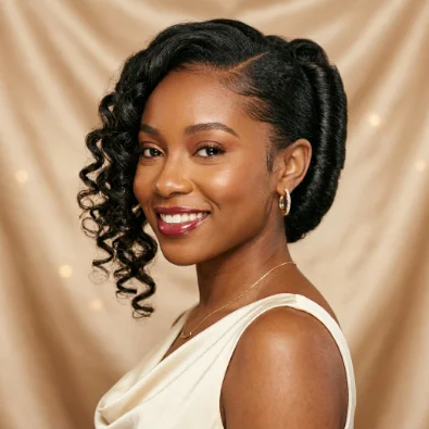 French Roll with Side Curls