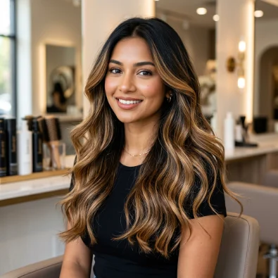 Honey Balayage for Black Hair