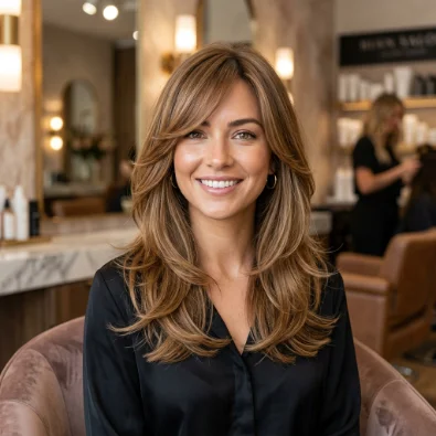 Layered Shoulder Cut with Side Bangs