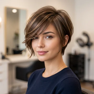 Long Pixie Cut with Long Bangs