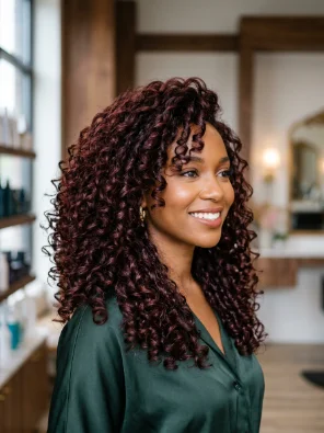 Mahogany Curls for Deep Red-Brown Shine