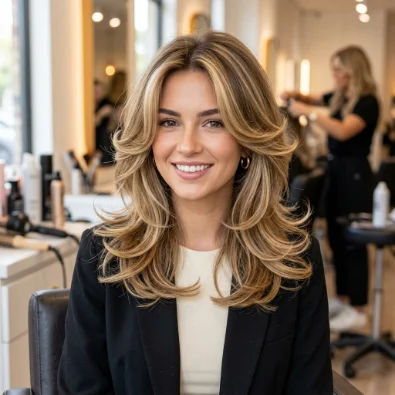 Medium Butterfly Haircut with Blowout Styling