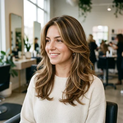 Medium Butterfly Haircut with Highlights