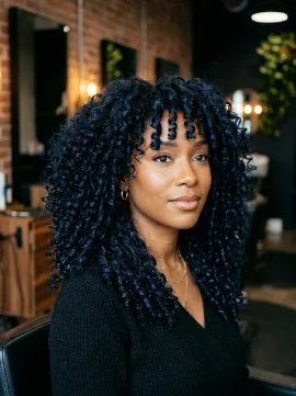 Midnight Blue Curls for Hidden Bold Color
