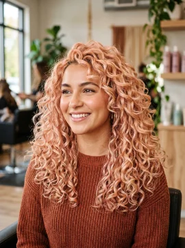 Peach Blonde Curls for a Warm Creative Shade