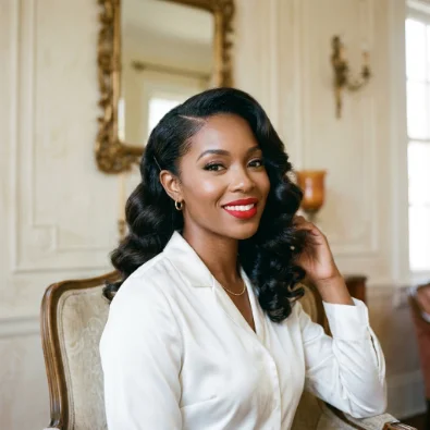 Pin Up Curls with Deep Side Part