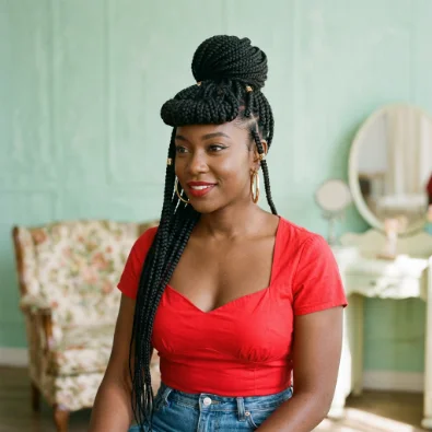 Pin Up Style with Box Braids