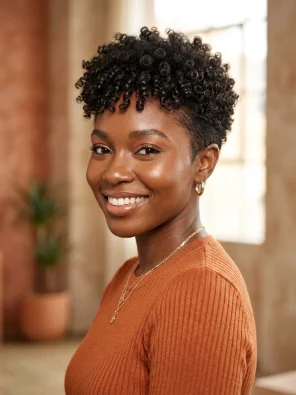 Pixie Cut with Curls on Top
