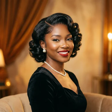 Retro Wig with Pin Curls