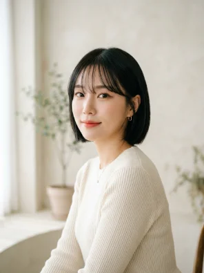 Short Hair with Korean Air Bangs