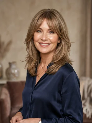 Shoulder-Length Cut with Curtain Bangs