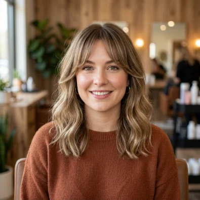 Shoulder-Length Cut with Curtain Bangs