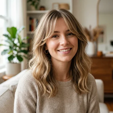 Shoulder-Length Hair with Curtain Bangs