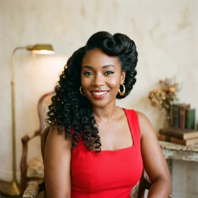 Side-Swept Roll with Loose Curls
