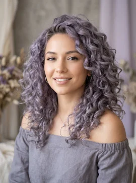 Smoky Lavender Curls for a Cool Soft Look