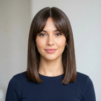 Straight Lob with Curtain Bangs