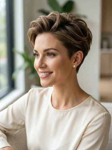 Tapered Pixie With Longer Top Layers