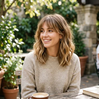 Textured Lob With Bangs