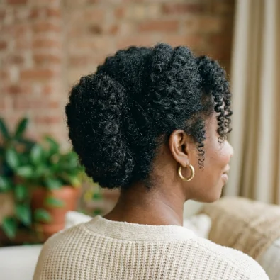 Textured Natural Hair French Roll
