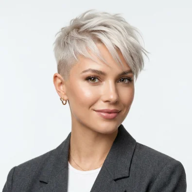 Blonde Pixie With Shaved Sides